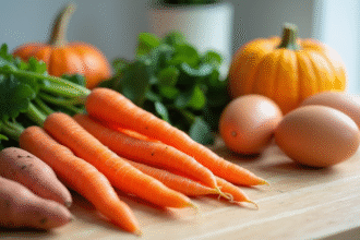 Assortiment coloré d'aliments riches en vitamine A