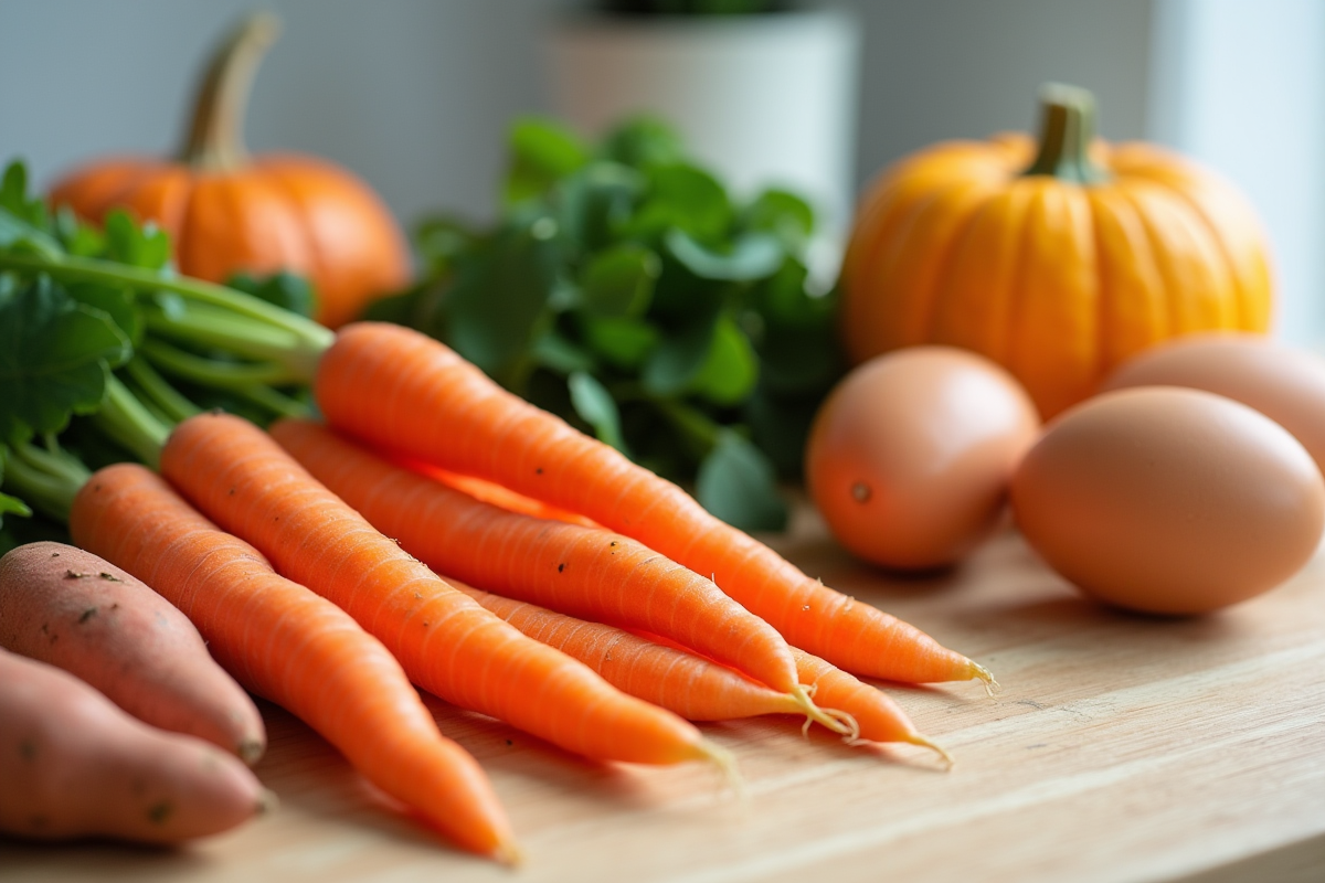Assortiment coloré d'aliments riches en vitamine A