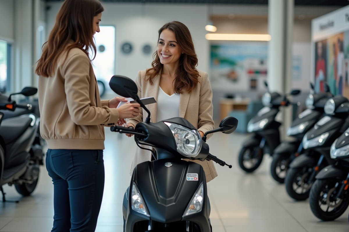 Femme discutant avec un vendeur à côté d