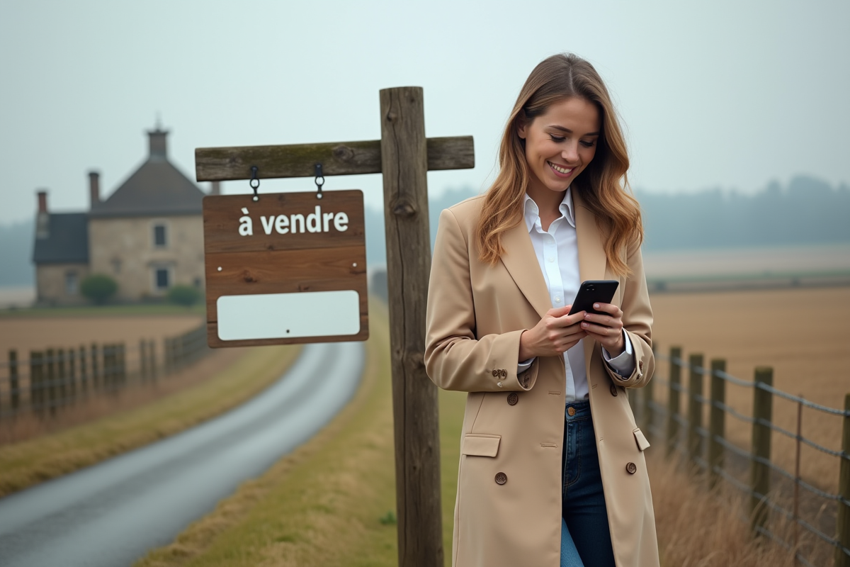 Jeune femme souriante vérifiant son smartphone près d