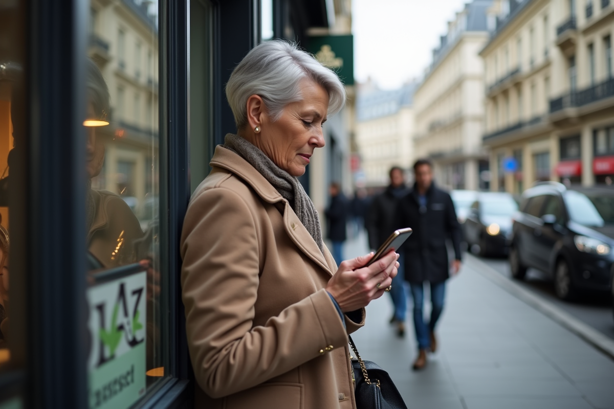 Femme d affaires lisant des nouvelles financières dehors