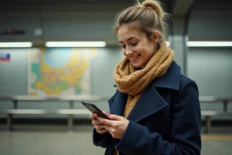 Usagers du métro à Rennes profitant de la connexion 4G