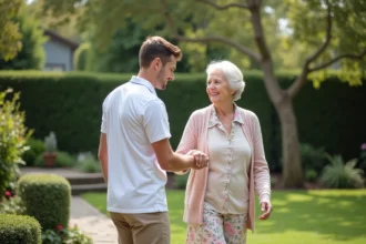 Infirmier à domicile prenant soin d'une personne âgée dans son foyer