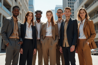 Groupe de personnes en mode androgynes en ville