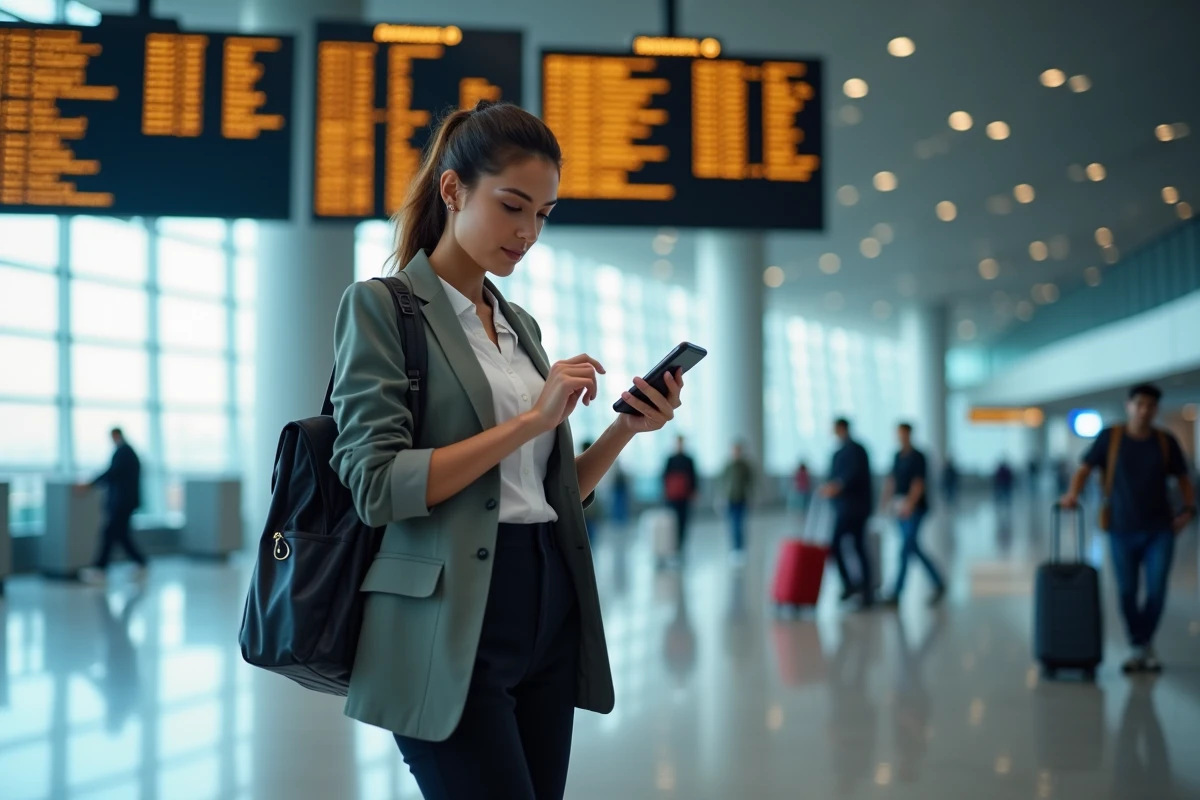 Jeune femme vérifiant son téléphone à l