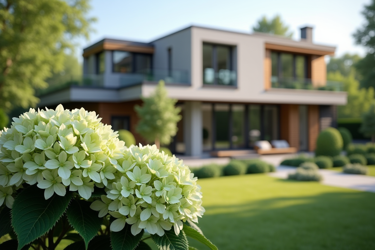 Maison contemporaine avec jardin de hortensias à SaintMalo ensoleille