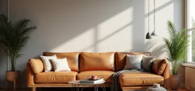 meubles salon cuir tissu
