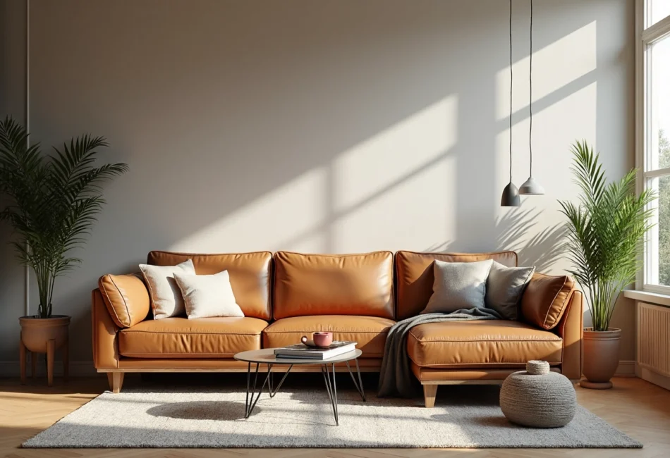 meubles salon cuir tissu