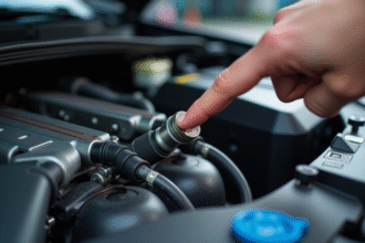 Vue rapprochee du moteur avec un mecanicien pointant le capteur de pression de boost
