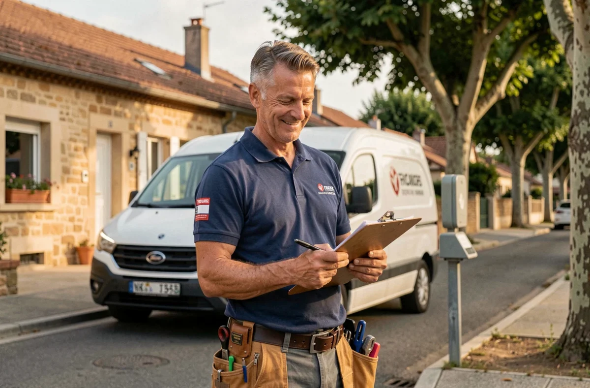 Technicien du service Pascal Dépannage devant son véhicule d'intervention près de Tours, prêt à intervenir pour réparer un électroménager