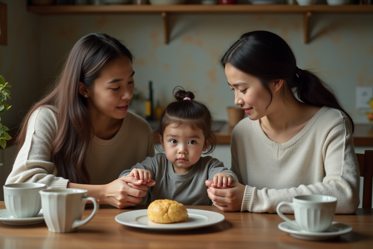 Trois générations de famille autour d